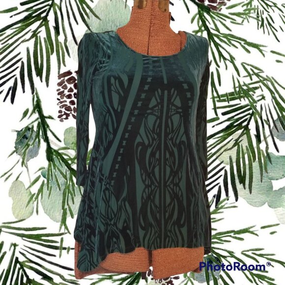 Style & Co. Green Velvet Top + Petite Small - Picture 1 of 5